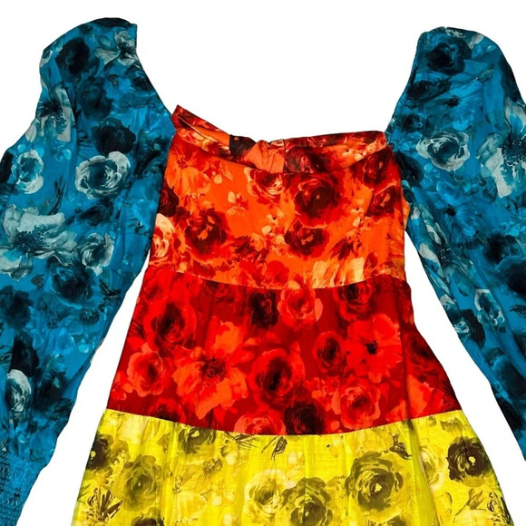 ALICE & OLIVIA ROWAN TIERED MULTI COLOR BABY-DOLL DRESS. SZ: XS - Picture 4 of 12